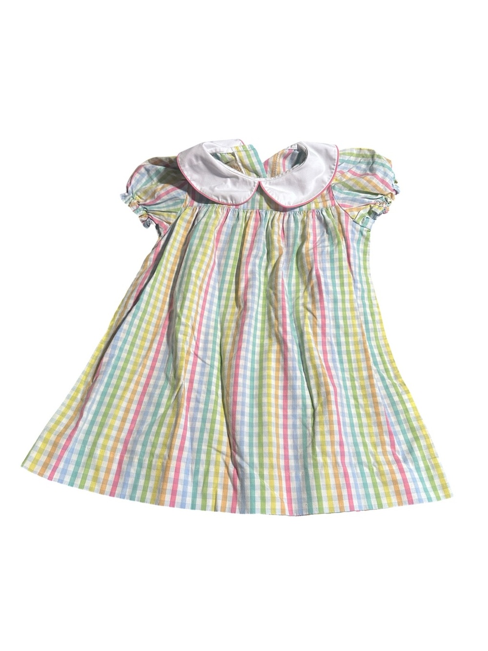 The Beaufort Bonnet Company Pastel Plaid Peter Pan Collar Dress Girls 4T